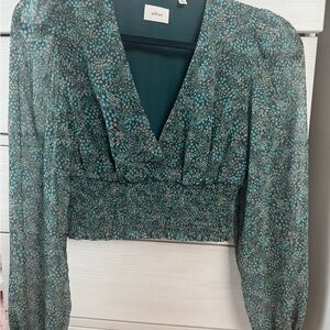 Aritzia DISCONTINUED Wilfred Wistful Blouse Green Floral